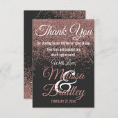 Rose Gold Glitzer Glitzern Black Danke (Vorne/Hinten)