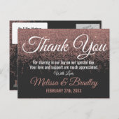 Rose Gold Glitzer Glitzern Black Danke Postkarte (Vorne/Hinten)