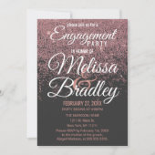 Rose Gold Glitzer Glitzern Black Foto Hochzeit Einladung (Vorderseite)