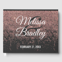 Rose Gold Glitzer Glitzern Black Wedding Gästebuch