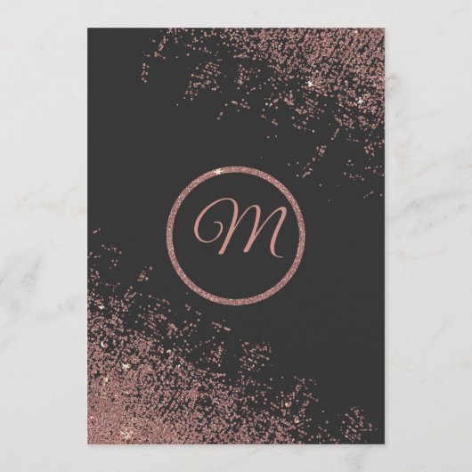 Rose Gold Glitzer Glitzern Black Wedding Programme (Rückseite)