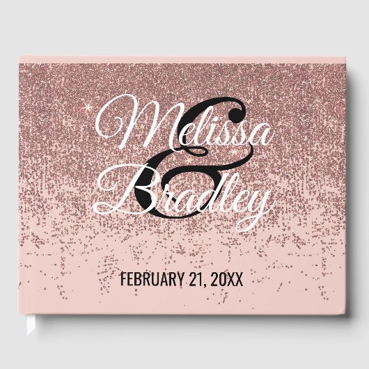 Rose Gold Glitzer Glitzern Blush Pink Gästebuch (Vorderseite)