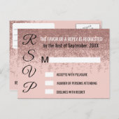 Rose Gold Glitzer Glitzern Blush Pink RSVP Einladungspostkarte (Vorne/Hinten)