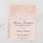 Rose Gold Glitzer Glitzern erröten dreizehn Einladung (Vorne/Hinten)