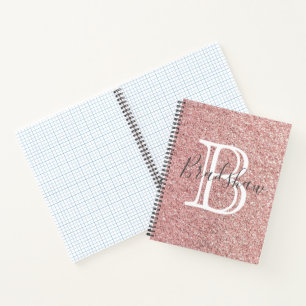Rose Gold Glitzer Glitzern Monogramm Name Notizblock