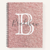 Rose Gold Glitzer Glitzern Monogramm Name Notizblock (Vorderseite)