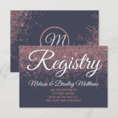 Rose Gold Glitzer Glitzern Navy Blue Gift Registri Begleitkarte (Vorne/Hinten)