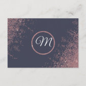 Rose Gold Glitzer Glitzern Navy Blue Gift Registri Begleitkarte (Rückseite)