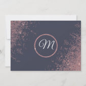 Rose Gold Glitzer Glitzern Navy Blue Rett Termine Einladung (Rückseite)