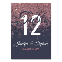 Rose Gold Glitzer Glitzern Navy Blue Tischnummern