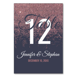 Rose Gold Glitzer Glitzern Navy Blue Tischnummern