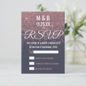 Rose Gold Glitzer Glitzern Navy Blue UAWG RSVP Karte (Stehend Vorderseite)