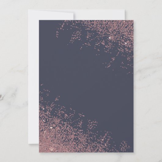 Rose Gold Glitzer Glitzern Navy Blue Verlobung Einladung (Rückseite)