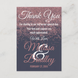 Rose Gold Glitzer Glitzern Navy Blue Vielen Dank Dankeskarte