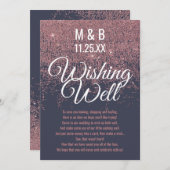 Rose Gold Glitzer Glitzern Navy Blue wünscht gut Einladung (Vorne/Hinten)