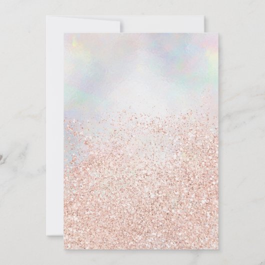 Rose Gold Glitzer Glitzern Perlen Nacre süß 16 Einladung (Rückseite)