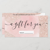 Rose Gold Glitzer Glitzern Rosa Geschenkgutschein (Vorne/Hinten)