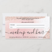 Rose Gold Glitzer Glitzern Rosa Geschenkgutschein (Rückseite)