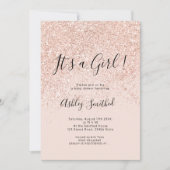 Rose Gold Glitzer Glitzern Rosa Mädchendusche Einladung (Vorderseite)