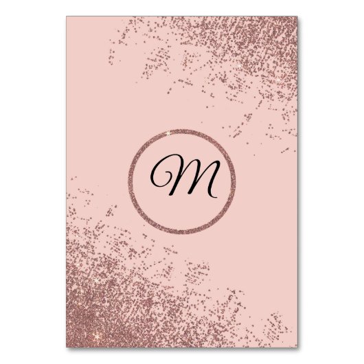 Rose Gold Glitzer Glitzern Rosa Tischnummer (Rückseite)
