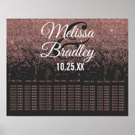 Rose Gold Glitzer Glitzern Schwarze Sitzkarte Poster