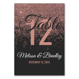 Rose Gold Glitzer Glitzern Schwarze Tischnummern