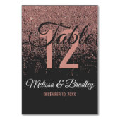 Rose Gold Glitzer Glitzern Schwarze Tischnummern (Vorderseite)