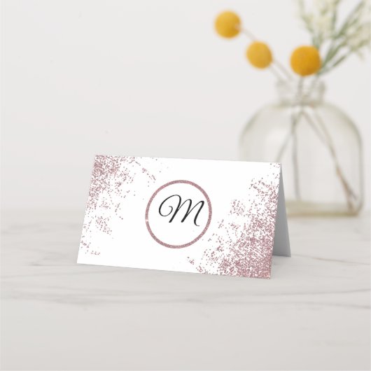 Rose Gold Glitzer Glitzern Weiße Platzkarten (Rückseite)