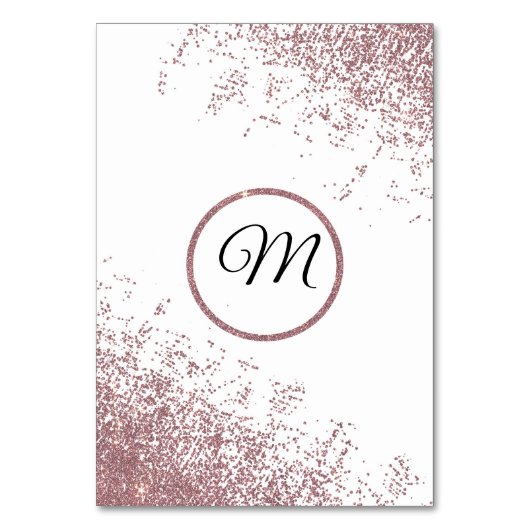 Rose Gold Glitzer Glitzern Weiße Tischnummer (Rückseite)