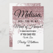 Rose Gold Glitzer Glitzern Weiße Trauzeugin Einladung (Vorne/Hinten)