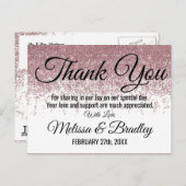Rose Gold Glitzer Glitzern White Vielen Dank Postkarte (Vorne/Hinten)