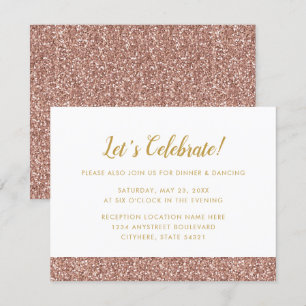 Rose Gold Glitzer & Gold A2 Empfang Card Einladung