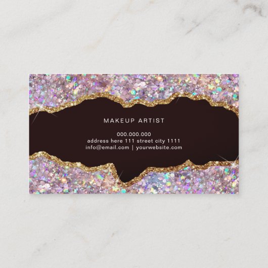 Rose Gold Glitzer Gold Agate Modernes Design Visitenkarte (Rückseite)