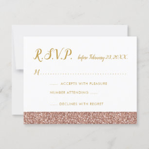 Rose Gold Glitzer & Gold RSVP Karte A2