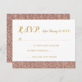 Rose Gold Glitzer & Gold RSVP Karte A2 (Vorne/Hinten)