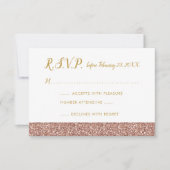 Rose Gold Glitzer & Gold UAWG 3,5x5 A1 RSVP Karte (Vorderseite)