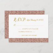 Rose Gold Glitzer & Gold UAWG 3,5x5 A1 RSVP Karte (Vorne/Hinten)