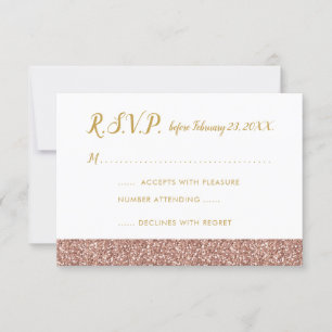 Rose Gold Glitzer & Gold UAWG 3,5x5 A1 RSVP Karte