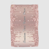 Rose Gold Glitzer Golf Handtuch mit eigenem Textna (Vorderseite)