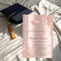 Rose Gold Glitzer Grad Cap Tropfen
