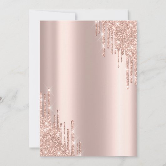 Rose Gold Glitzer Grad Cap Tropfen Einladung (Rückseite)