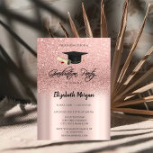 Rose Gold Glitzer Graduation Cap Abschluss Invit Einladung