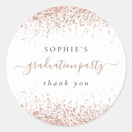 Rose Gold Glitzer Graduation Party Danke Runder Aufkleber