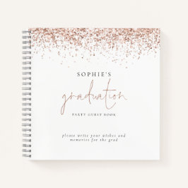 Rose Gold Glitzer Graduation Party Gästebuch Notizblock