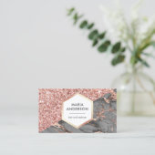 Rose Gold Glitzer Grau Marble Makeup Artist Visitenkarte (Stehend Vorderseite)