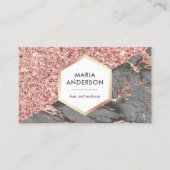 Rose Gold Glitzer Grau Marble Makeup Artist Visitenkarte (Vorderseite)