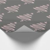Rose Gold Glitzer & Graues Weihnachtsbaummuster Geschenkpapier (Ecke)