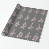 Rose Gold Glitzer & Graues Weihnachtsbaummuster Geschenkpapier (Ungerollt)