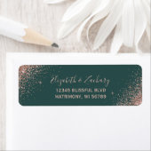 Rose Gold Glitzer Green Wedding Rücksendeadresse (Insitu)