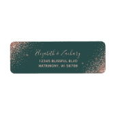 Rose Gold Glitzer Green Wedding Rücksendeadresse (Vorne)